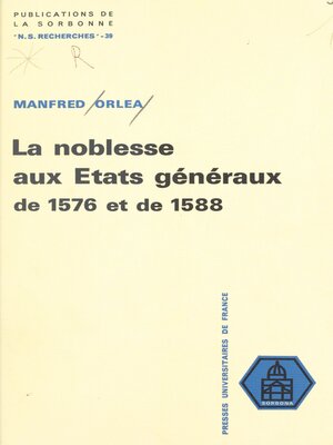 cover image of La noblesse aux États généraux de 1576 et de 1588